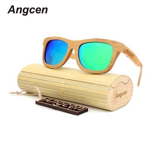 Angcen Ladies Sunglasses Women Polarized Retro Vintage Sun glasses Men wood bamboo sunglasses brand designer square glasses - Ai quarambas