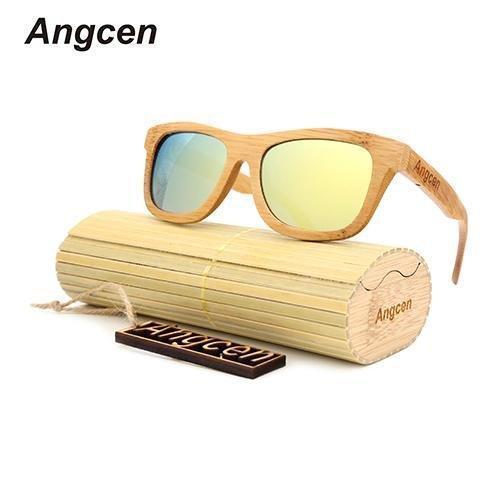 Angcen Ladies Sunglasses Women Polarized Retro Vintage Sun glasses Men wood bamboo sunglasses brand designer square glasses - Ai quarambas