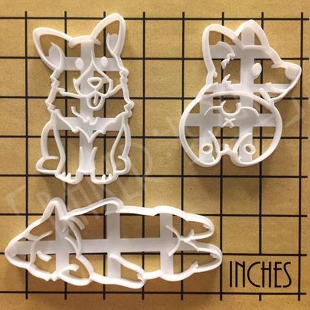 Cute Corgi Dog Shaped Cookie Cutters Mold Kitchenware Bakeware 3 Type 3Pcs/set DIY Tool For kids Hand Mold - ooo
