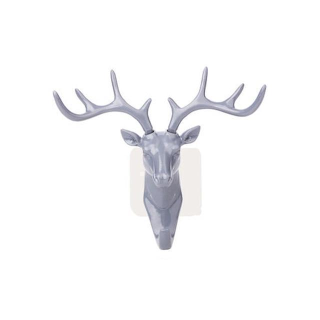 Deer Head wall hook Animal Self Adhesive Clothing Display Racks Hook Coat Hanger Cap Room Decor Show Wall Bag Keys Sticky Holder - Ai quarambas