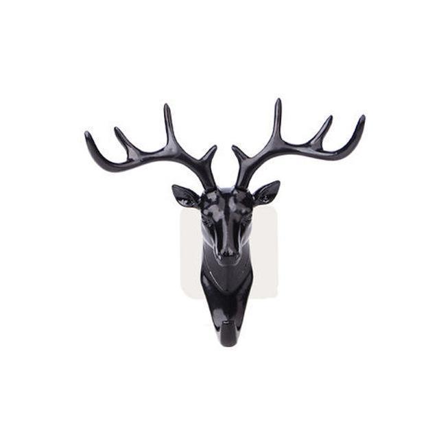 Deer Head wall hook Animal Self Adhesive Clothing Display Racks Hook Coat Hanger Cap Room Decor Show Wall Bag Keys Sticky Holder - Ai quarambas