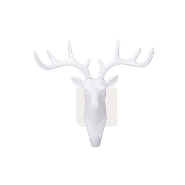 Deer Head wall hook Animal Self Adhesive Clothing Display Racks Hook Coat Hanger Cap Room Decor Show Wall Bag Keys Sticky Holder - Ai quarambas