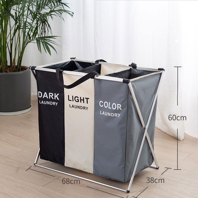Foldable Laundry Basket Organizer For Dirty Clothes Laundry Hamper large sorter Two Or Three Grids Collapsible Folding Basket - Ai quarambas