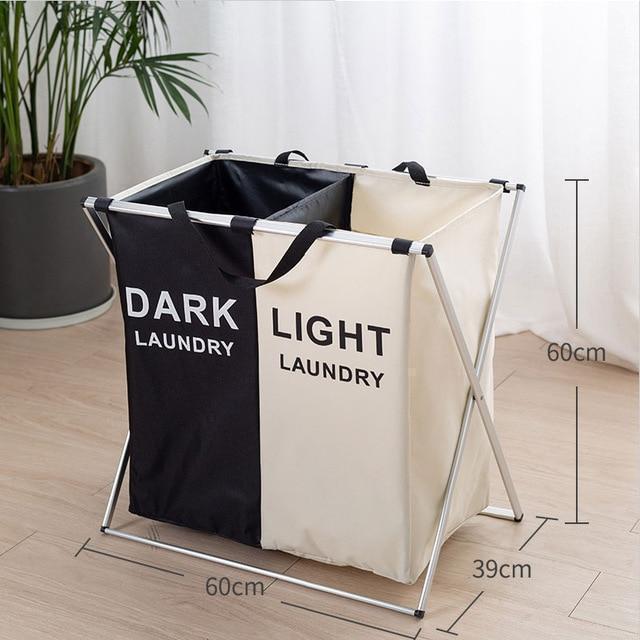 Foldable Laundry Basket Organizer For Dirty Clothes Laundry Hamper large sorter Two Or Three Grids Collapsible Folding Basket - Ai quarambas