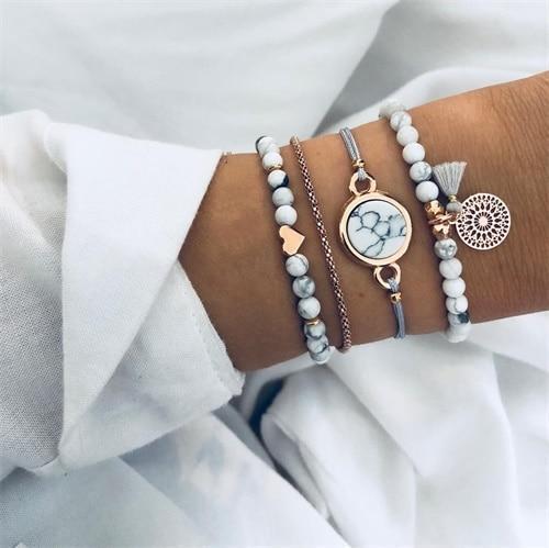 IPARAM Bohemian Shell Map Turtle Bracelet Set 2019 Retro Geometric Statement Female Glamour Fashion Jewelry Jewelry Gift - Ai quarambas