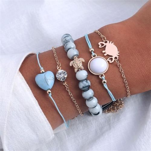 IPARAM Bohemian Shell Map Turtle Bracelet Set 2019 Retro Geometric Statement Female Glamour Fashion Jewelry Jewelry Gift - Ai quarambas