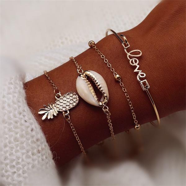 IPARAM Bohemian Shell Map Turtle Bracelet Set 2019 Retro Geometric Statement Female Glamour Fashion Jewelry Jewelry Gift - Ai quarambas