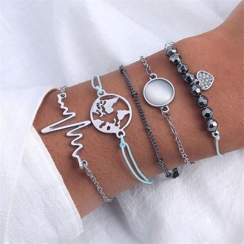 IPARAM Bohemian Shell Map Turtle Bracelet Set 2019 Retro Geometric Statement Female Glamour Fashion Jewelry Jewelry Gift - Ai quarambas
