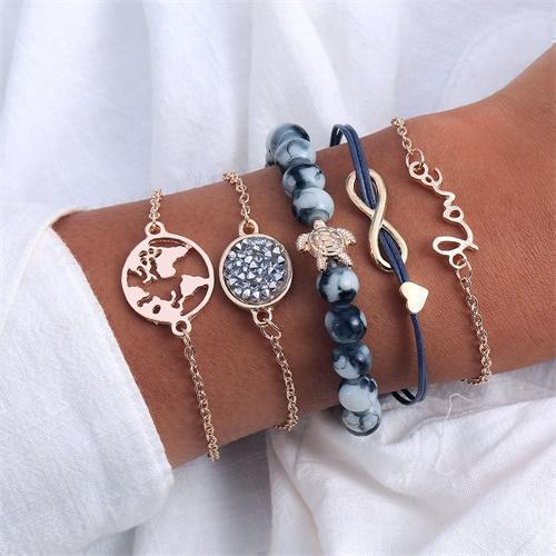 IPARAM Bohemian Shell Map Turtle Bracelet Set 2019 Retro Geometric Statement Female Glamour Fashion Jewelry Jewelry Gift - Ai quarambas