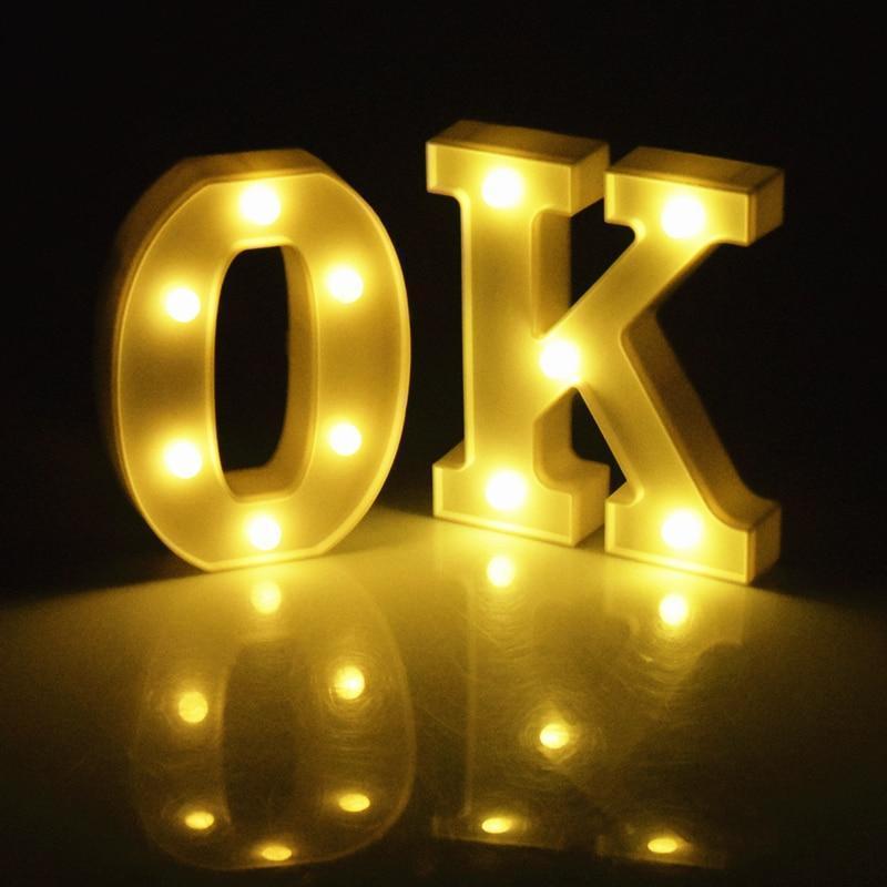 Luminous 26 English Alphabet Led Letter Light Creative Led Battery Night Lamp 16cm Romantic Wedding Party Room Letter Decoration - Ai quarambas