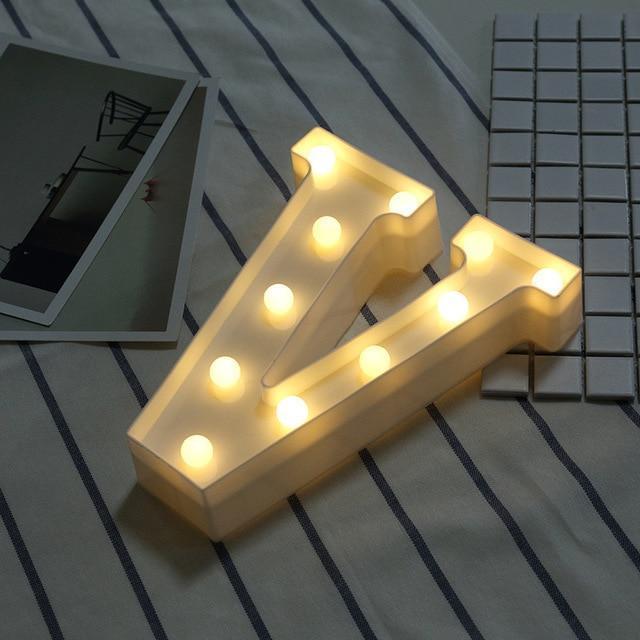 Luminous LED Letter Night Light Creative 26 English Alphabet Number Battery Lamp Romantic Wedding Party Decoration - Ai quarambas