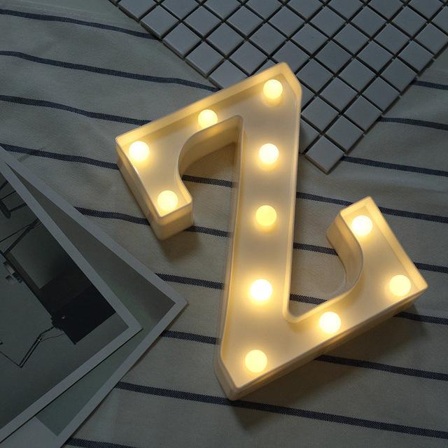 Luminous LED Letter Night Light Creative 26 English Alphabet Number Battery Lamp Romantic Wedding Party Decoration - Ai quarambas