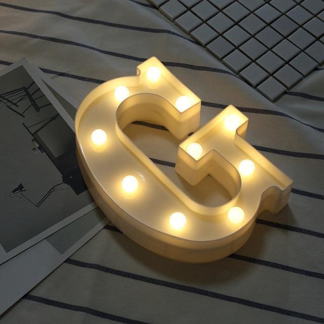 Luminous LED Letter Night Light Creative 26 English Alphabet Number Battery Lamp Romantic Wedding Party Decoration - Ai quarambas