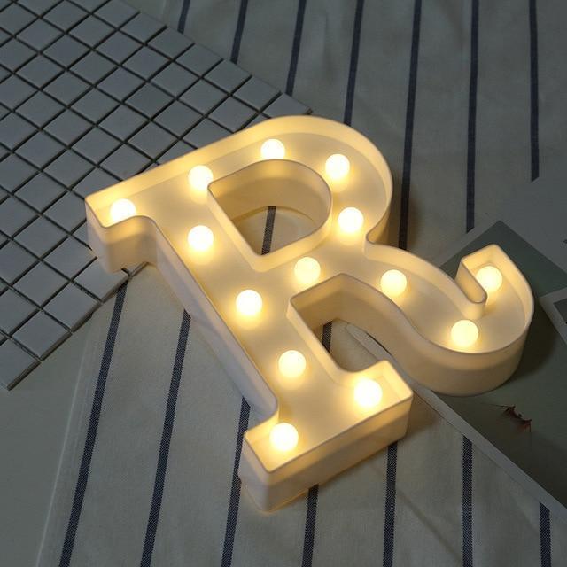 Luminous LED Letter Night Light Creative 26 English Alphabet Number Battery Lamp Romantic Wedding Party Decoration - Ai quarambas