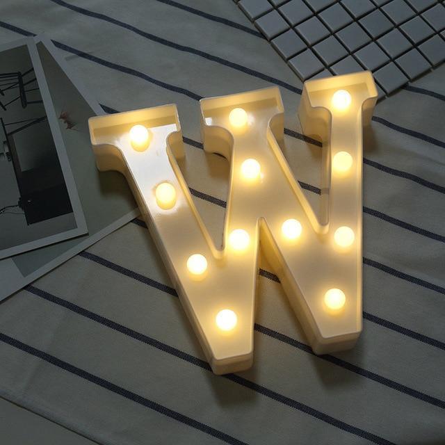 Luminous LED Letter Night Light Creative 26 English Alphabet Number Battery Lamp Romantic Wedding Party Decoration - Ai quarambas