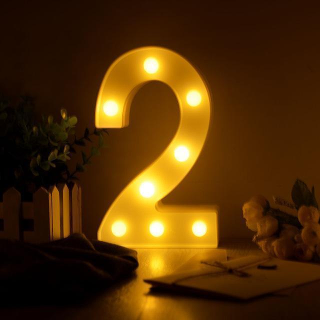 Luminous LED Letter Night Light Creative 26 English Alphabet Number Battery Lamp Romantic Wedding Party Decoration - Ai quarambas