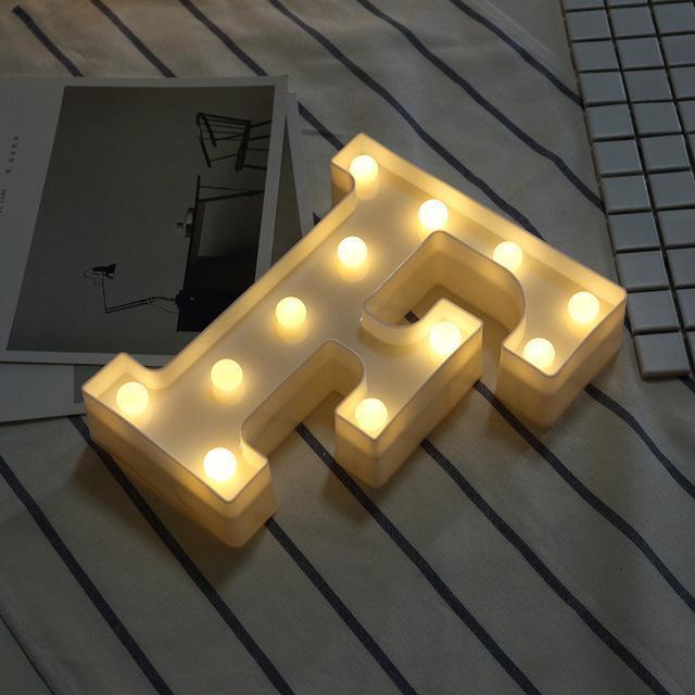 Luminous LED Letter Night Light Creative 26 English Alphabet Number Battery Lamp Romantic Wedding Party Decoration - Ai quarambas