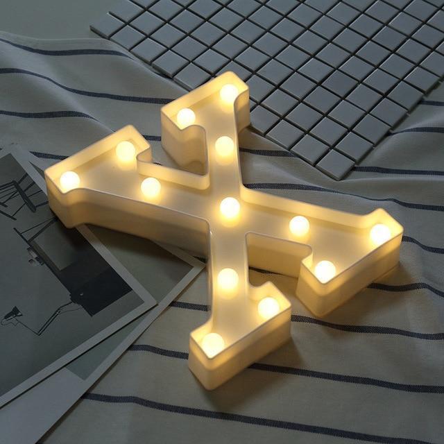 Luminous LED Letter Night Light Creative 26 English Alphabet Number Battery Lamp Romantic Wedding Party Decoration - Ai quarambas