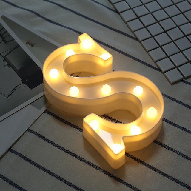 Luminous LED Letter Night Light Creative 26 English Alphabet Number Battery Lamp Romantic Wedding Party Decoration - Ai quarambas