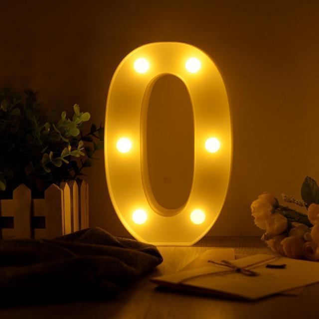 Luminous LED Letter Night Light Creative 26 English Alphabet Number Battery Lamp Romantic Wedding Party Decoration - Ai quarambas