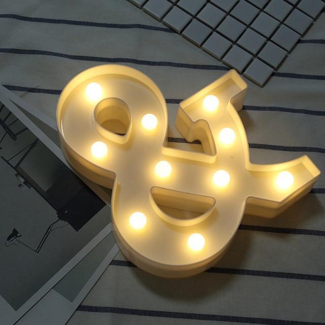 Luminous LED Letter Night Light Creative 26 English Alphabet Number Battery Lamp Romantic Wedding Party Decoration - Ai quarambas