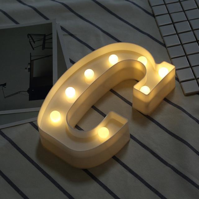Luminous LED Letter Night Light Creative 26 English Alphabet Number Battery Lamp Romantic Wedding Party Decoration - Ai quarambas