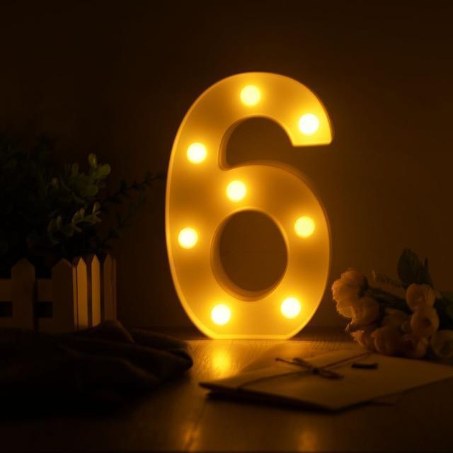 Luminous LED Letter Night Light Creative 26 English Alphabet Number Battery Lamp Romantic Wedding Party Decoration - Ai quarambas