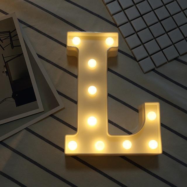 Luminous LED Letter Night Light Creative 26 English Alphabet Number Battery Lamp Romantic Wedding Party Decoration - Ai quarambas