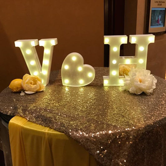 Luminous LED Letter Night Light Creative 26 English Alphabet Number Battery Lamp Romantic Wedding Party Decoration - Ai quarambas