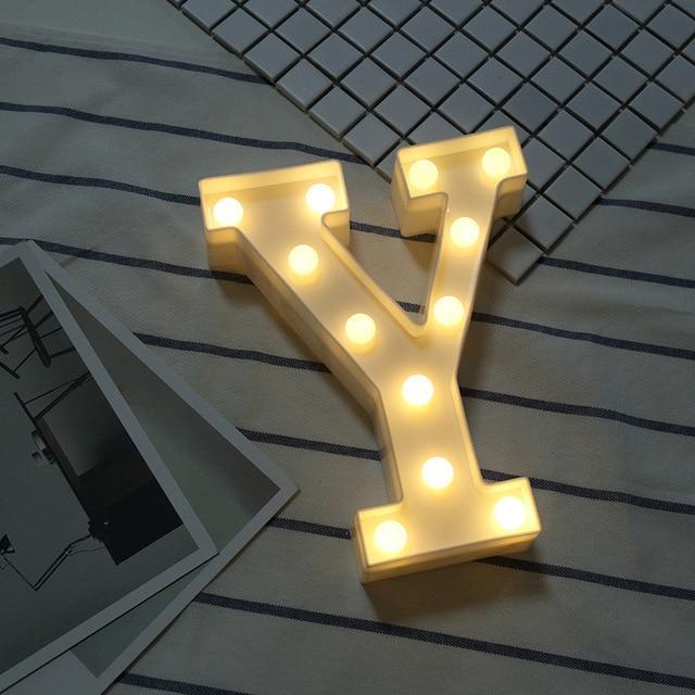 Luminous LED Letter Night Light Creative 26 English Alphabet Number Battery Lamp Romantic Wedding Party Decoration - Ai quarambas