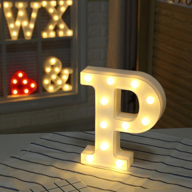 Luminous LED Letter Night Light Creative 26 English Alphabet Number Battery Lamp Romantic Wedding Party Decoration - Ai quarambas