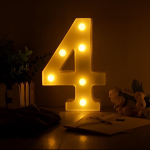 Luminous LED Letter Night Light Creative 26 English Alphabet Number Battery Lamp Romantic Wedding Party Decoration - Ai quarambas