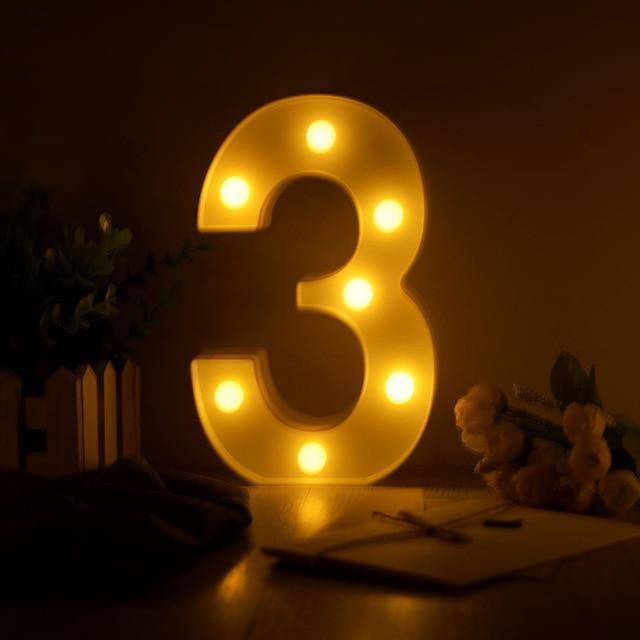 Luminous LED Letter Night Light Creative 26 English Alphabet Number Battery Lamp Romantic Wedding Party Decoration - Ai quarambas