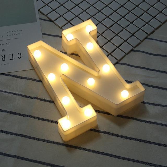 Luminous LED Letter Night Light Creative 26 English Alphabet Number Battery Lamp Romantic Wedding Party Decoration - Ai quarambas