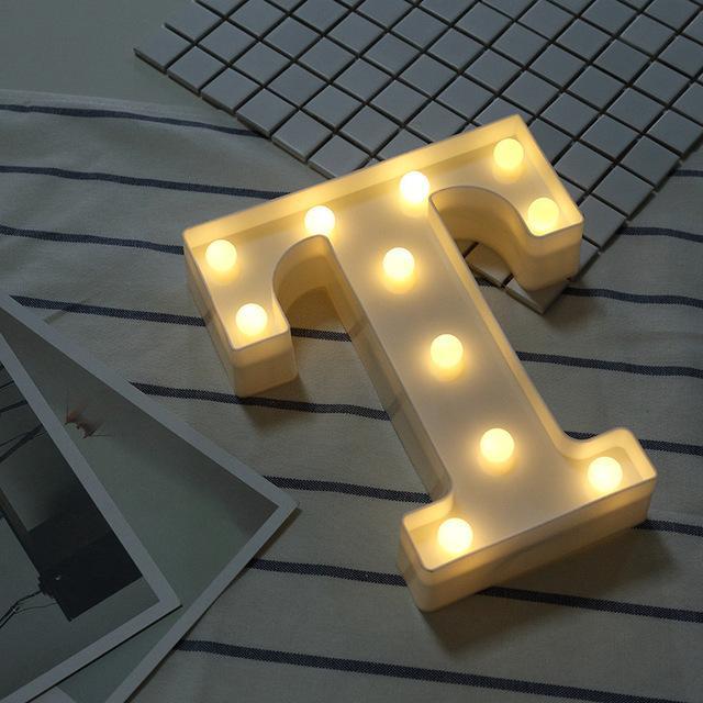 Luminous LED Letter Night Light Creative 26 English Alphabet Number Battery Lamp Romantic Wedding Party Decoration - Ai quarambas