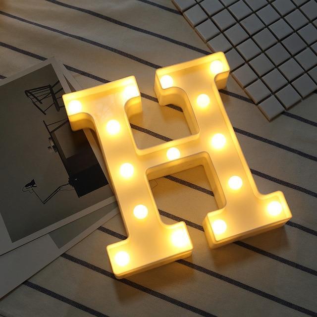 Luminous LED Letter Night Light Creative 26 English Alphabet Number Battery Lamp Romantic Wedding Party Decoration - Ai quarambas