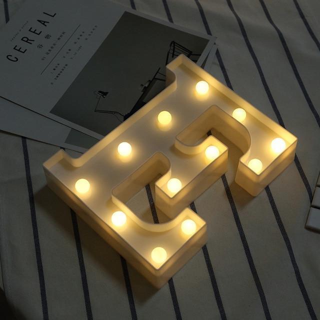 Luminous LED Letter Night Light Creative 26 English Alphabet Number Battery Lamp Romantic Wedding Party Decoration - Ai quarambas