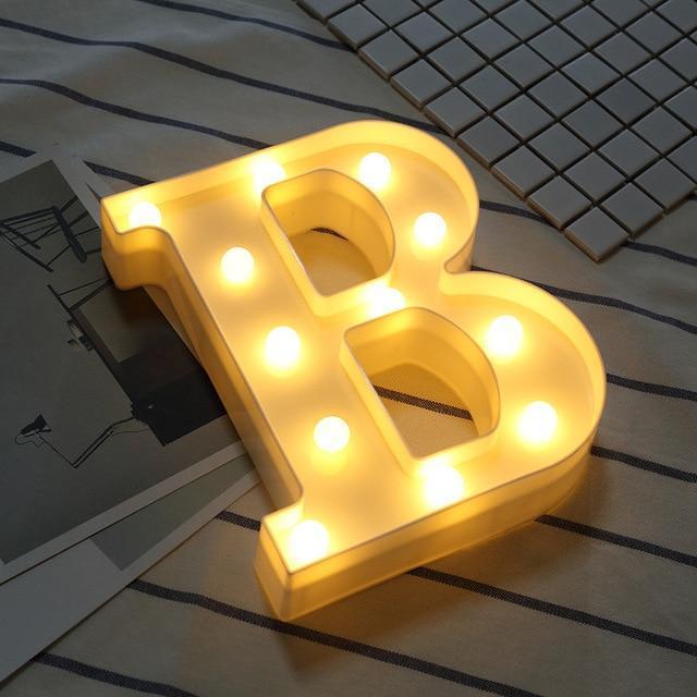 Luminous LED Letter Night Light Creative 26 English Alphabet Number Battery Lamp Romantic Wedding Party Decoration - Ai quarambas