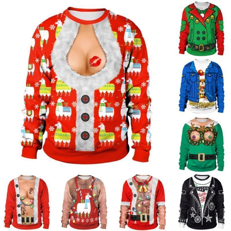 New listing Christmas Sweaters Stylish Unisex Men Women Santa Claus Ugly Christmas Sweater Novelty Sexy RED Retro Sweater - Ai quarambas
