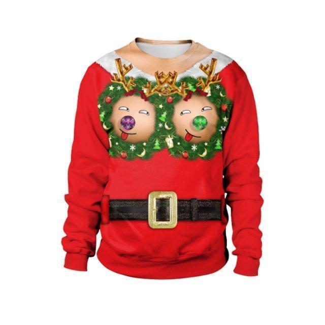 New listing Christmas Sweaters Stylish Unisex Men Women Santa Claus Ugly Christmas Sweater Novelty Sexy RED Retro Sweater - Ai quarambas