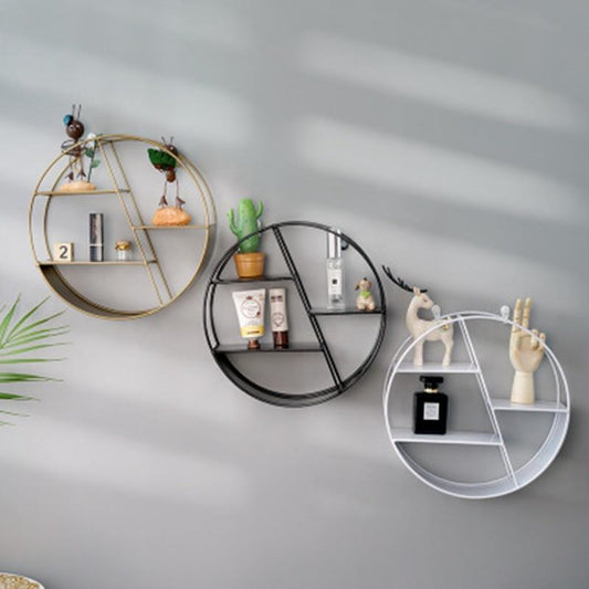 Nordic INS Metal Decorative Hanging Shelf Round Hexagon Storage Holder Shelves Home Wall Decoration Potted Ornament Stand Rack - Ai quarambas