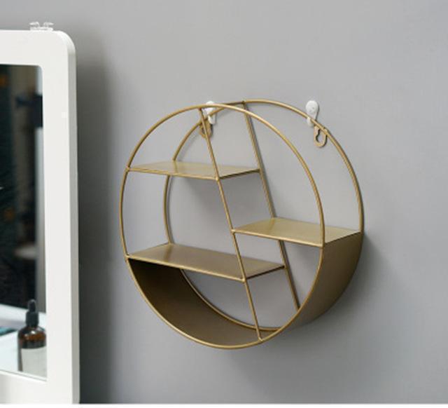Nordic INS Metal Decorative Hanging Shelf Round Hexagon Storage Holder Shelves Home Wall Decoration Potted Ornament Stand Rack - Ai quarambas