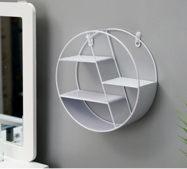 Nordic INS Metal Decorative Hanging Shelf Round Hexagon Storage Holder Shelves Home Wall Decoration Potted Ornament Stand Rack - Ai quarambas