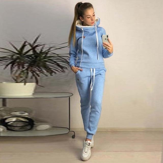OEAK 2019 New Autumn Winter Women Sets Tracksuit Female Long Sleeve Pullover Jackets Pants Two Piece Set Warm Outfits Suit - Ai quarambas