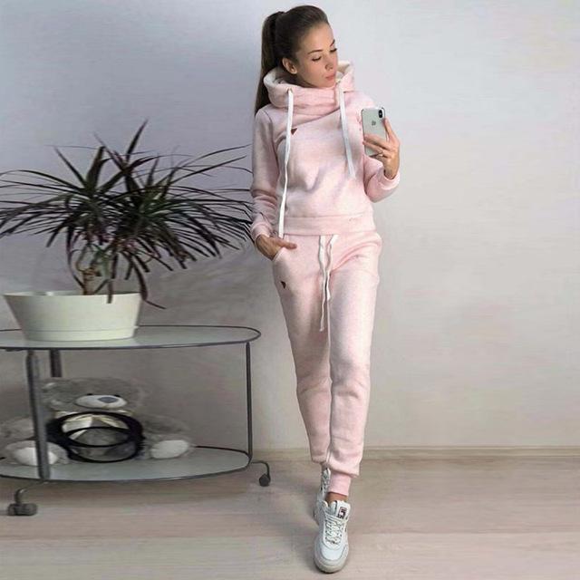 OEAK 2019 New Autumn Winter Women Sets Tracksuit Female Long Sleeve Pullover Jackets Pants Two Piece Set Warm Outfits Suit - Ai quarambas