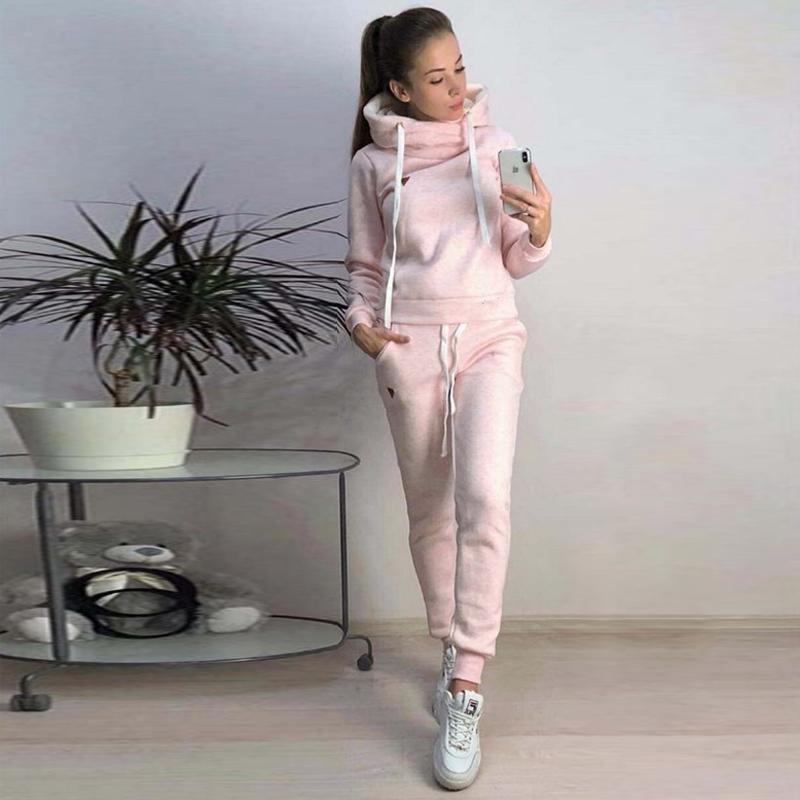 OEAK 2019 New Autumn Winter Women Sets Tracksuit Female Long Sleeve Pullover Jackets Pants Two Piece Set Warm Outfits Suit - Ai quarambas