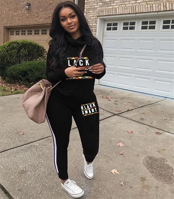 RAISEVERN New Pink Letter Print Tracksuit Women Casual Outfits 2 Two Piece Set Full Pants Suits Plus Size Clothing Autumn - Ai quarambas