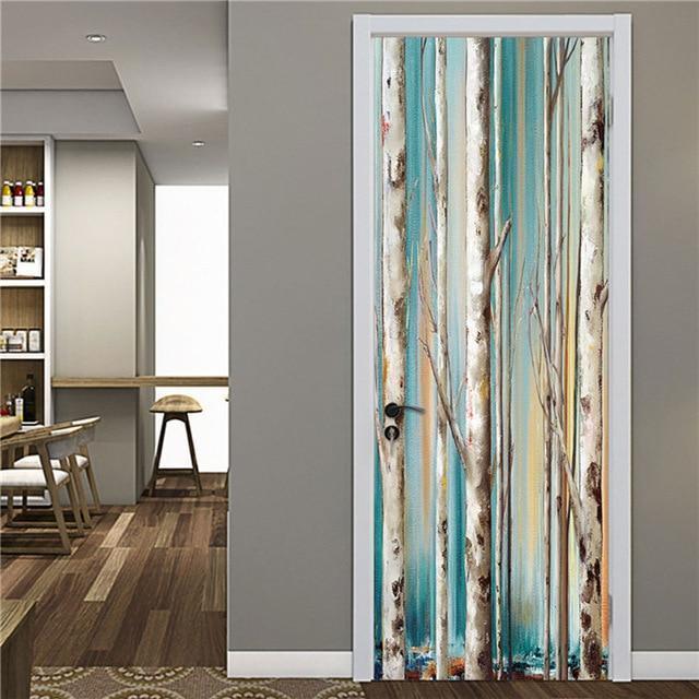 Retro Wooden Door Stickers PVC Waterproof Wallpaper For Doors Living Room Bedroom Home Decor Mural DIY Renovation Decal 90x200cm - Ai quarambas