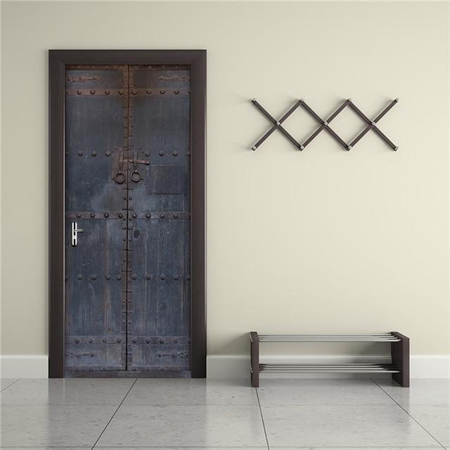 Retro Wooden Door Stickers PVC Waterproof Wallpaper For Doors Living Room Bedroom Home Decor Mural DIY Renovation Decal 90x200cm - Ai quarambas