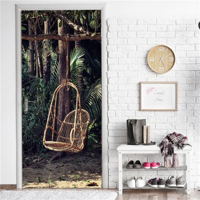 Retro Wooden Door Stickers PVC Waterproof Wallpaper For Doors Living Room Bedroom Home Decor Mural DIY Renovation Decal 90x200cm - Ai quarambas